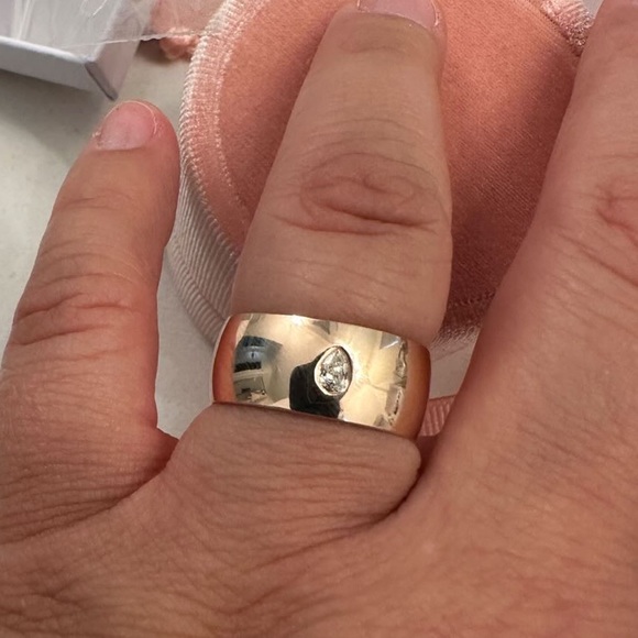 14K 9mm rose gold teardrop diamond cigar band - Picture 4 of 4